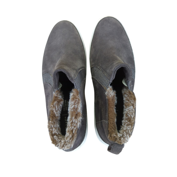 TOMS Bryce Grey Suede Slip On Faux Fur Lined Sneaker Women's Size 9 Low Top - Picture 5 of 9